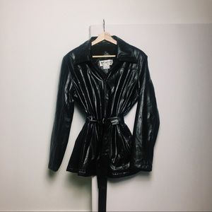 Heavy Soft Black Belted Faux Leather Jacket